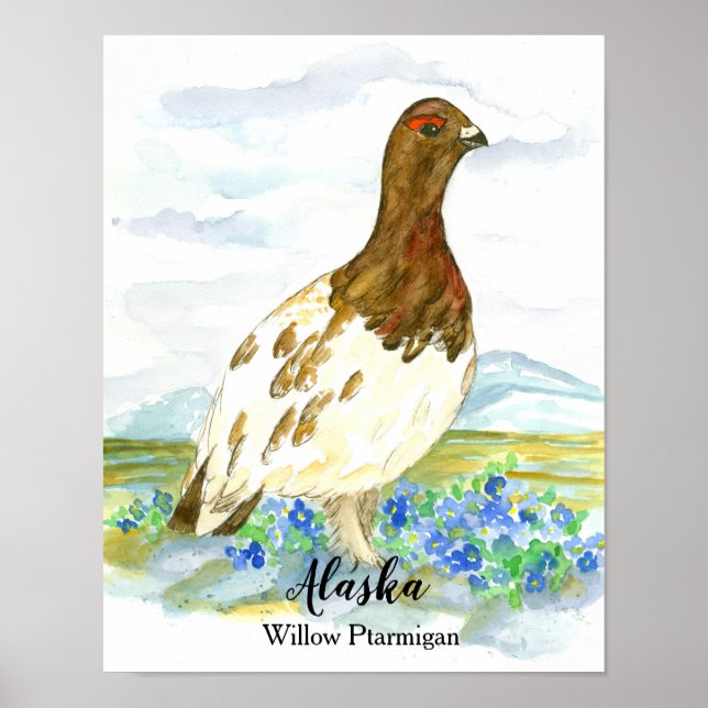 State Bird of Alaska Willow Ptarmigan Poster (Front)