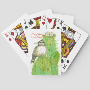 State Bird of Arizona Cactus Wren Watercolor Playing Cards
