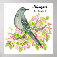 State Bird of Arkansas Mockingbird Flowers
