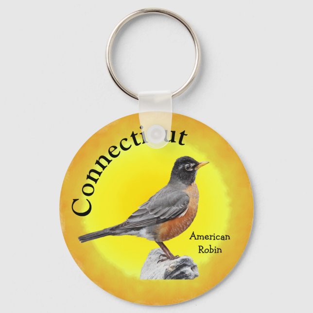 State Bird of Connecticut Key Ring (Front)