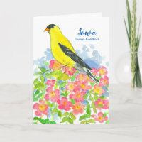 State Bird of Iowa Eastern Goldfinch Roses Blank