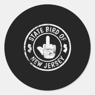 State Bird Of New Jersey Middle Finger Funny Distr Classic Round Sticker