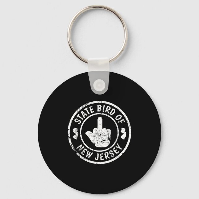 State Bird Of New Jersey Middle Finger Funny Distr Key Ring (Front)