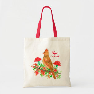 State Bird of Ohio Cardinal Red Carnations Tote Bag