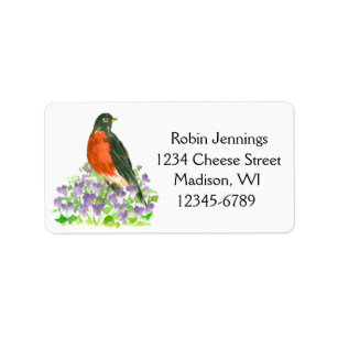 State Bird of Wisconsin Robin Return Address Label