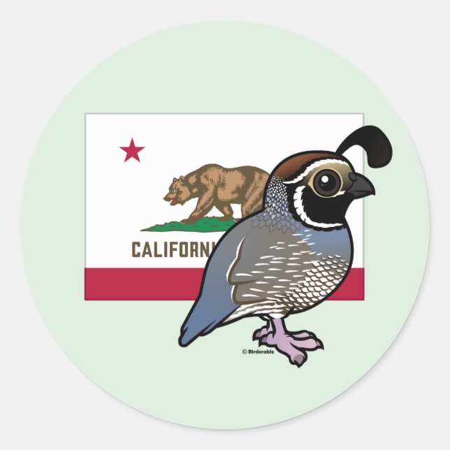 State Birdorable: California Quail Classic Round Sticker (Front)