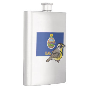 State Birdorable of Kansas: Western Meadowlark Hip Flask