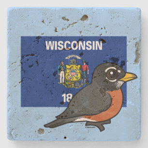 State Birdorable of Wisconsin: American Robin Stone Coaster