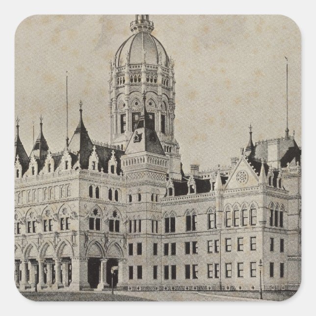 State Capitol, Hartford Square Sticker (Front)