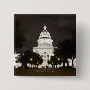 State Capitol of Austin, Texas at Night 15 Cm Square Badge