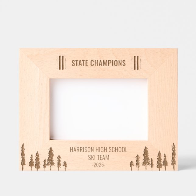 State Champions School Ski Team Custom Etched Frames (Front)