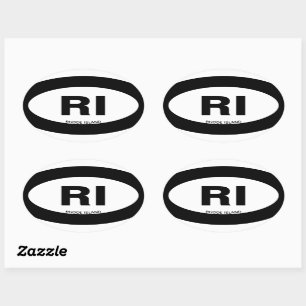 State Customisable Two Letter White Oval RI Sticker