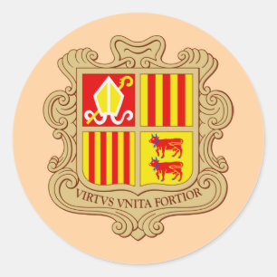 State Emblem of Andorra Historic Co-Principality Classic Round Sticker