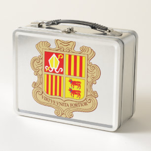 State Emblem of Andorra Historic Co-Principality Metal Lunch Box