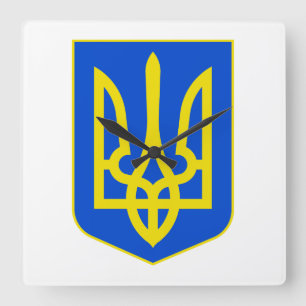 State Emblem of Ukraine Golden Trident Fine Art Square Wall Clock