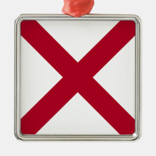 State Flag Alabama, St Andrew Crimson Cross Metal Ornament