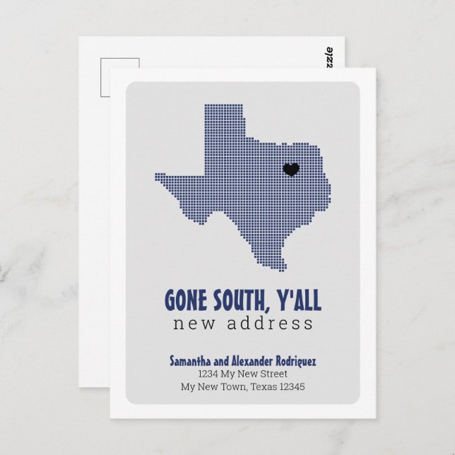 State Flag Blue Gone South, Y'all Moving Postcard (Front/Back)