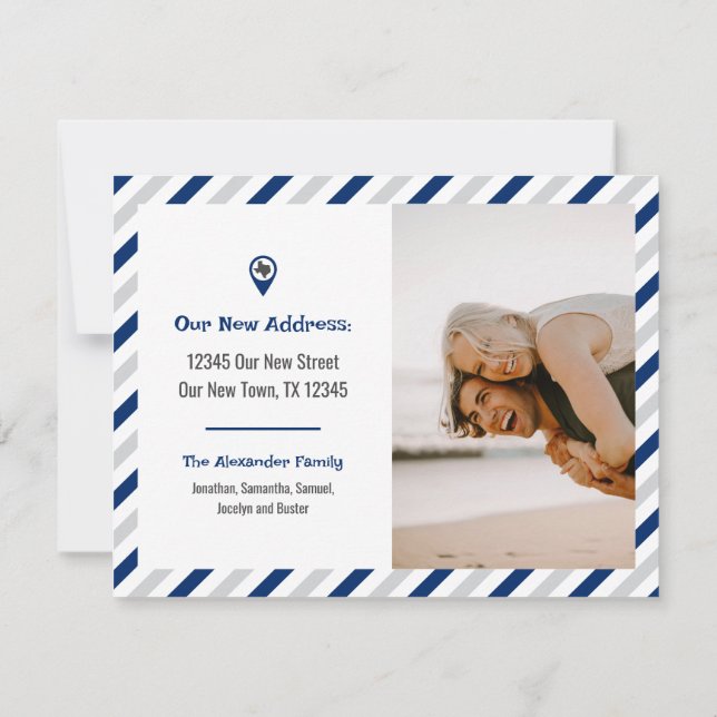 State Flag Blue We Have Moved Striped Moving Photo (Back)