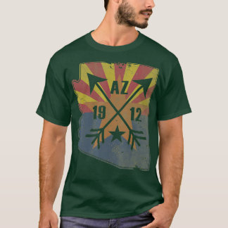 State Flag of Arizona Map Retro Fade Men Women Kid T-Shirt