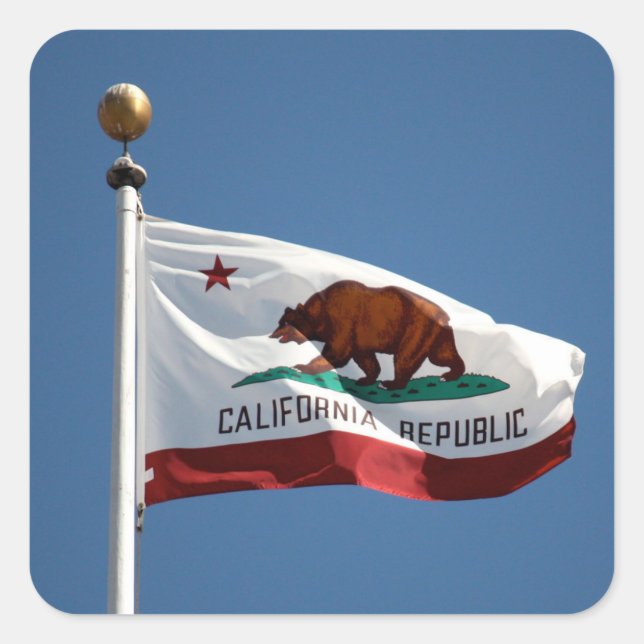 State Flag of California Blue Sky Photo Square Sticker (Front)