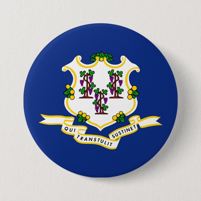 State Flag of Connecticut 7.5 Cm Round Badge (Front)