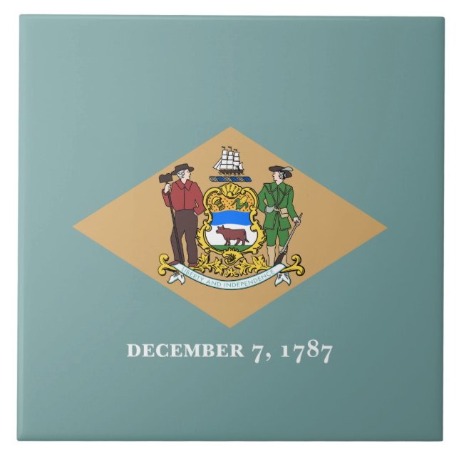 State Flag of Delaware (DE, USA) Ceramic Tile (Front)
