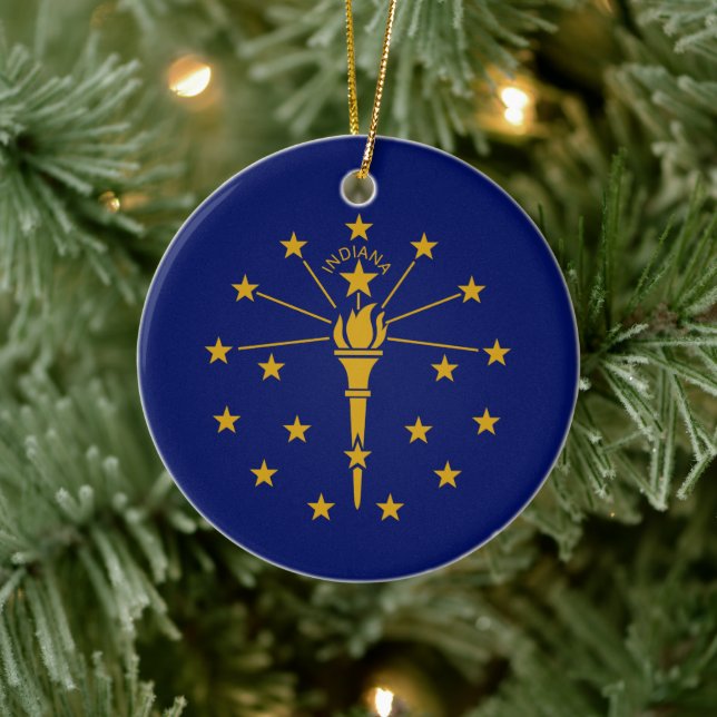 State Flag of Indiana Ceramic Ornament (Tree)