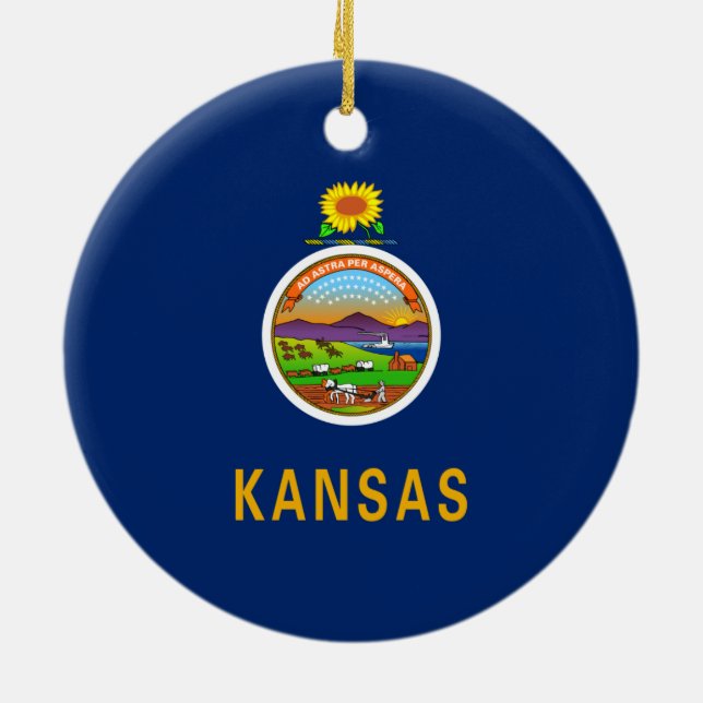 State Flag of Kansas Ceramic Ornament (Back)