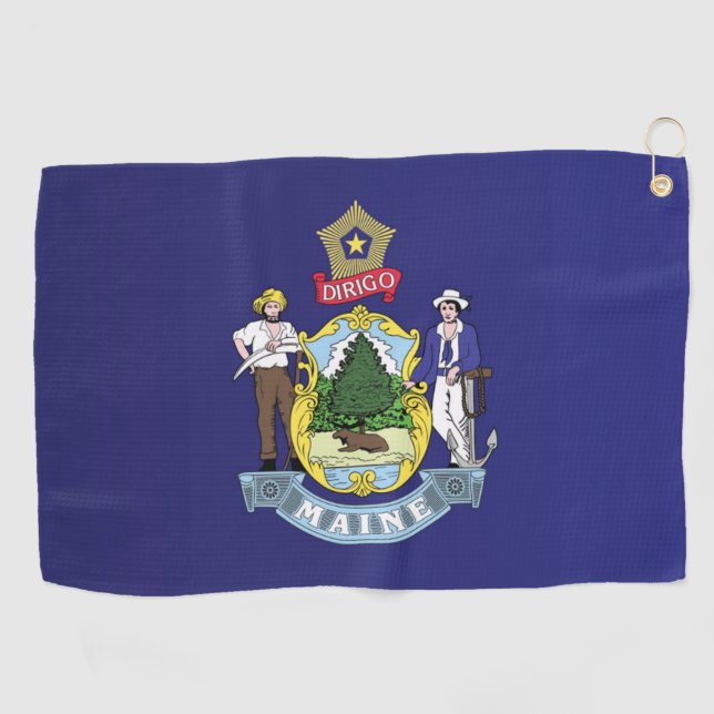 State Flag of Maine, USA Golf Towel (Horizontal)