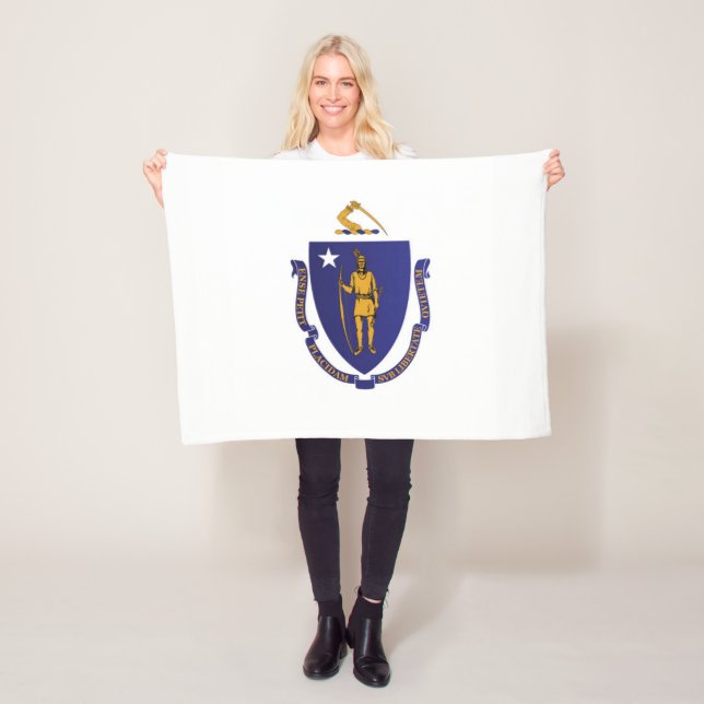 State Flag of Massachusetts, USA Fleece Blanket (In Situ)