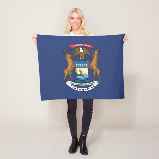 State Flag of Michigan, USA Fleece Blanket (In Situ)
