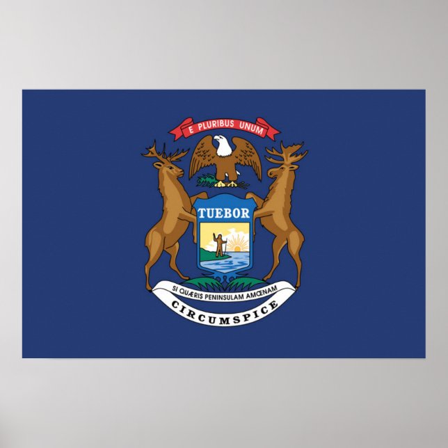 State Flag of Michigan, USA Poster (Front)