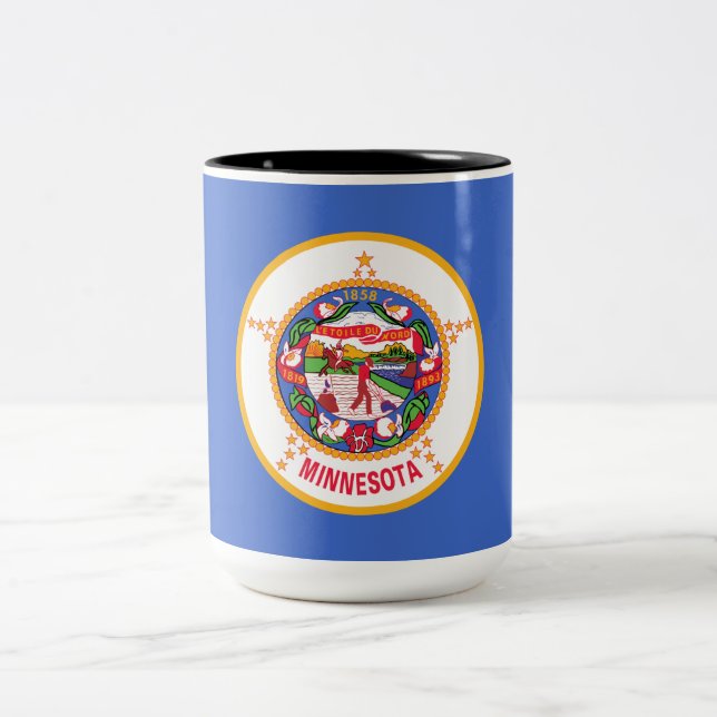 State Flag of Minnesota Two-Tone Coffee Mug (Center)