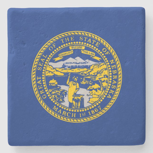 State Flag of Nebraska Stone Coaster (Front)