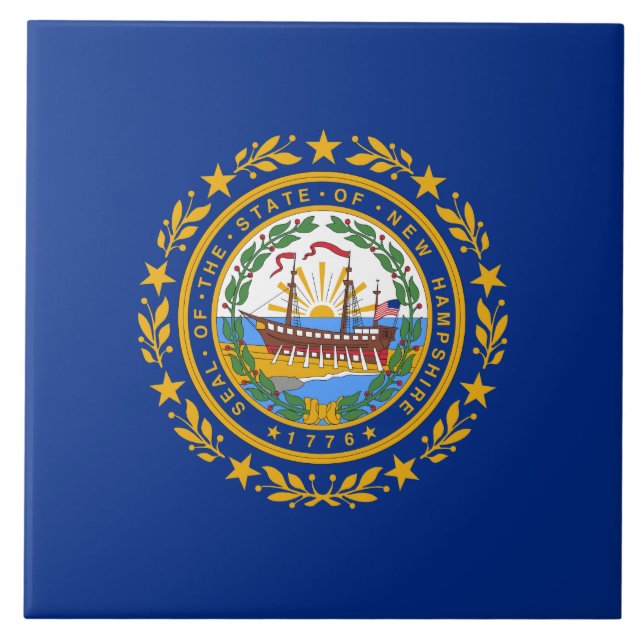 State Flag of New Hampshire Ceramic Tile (Front)