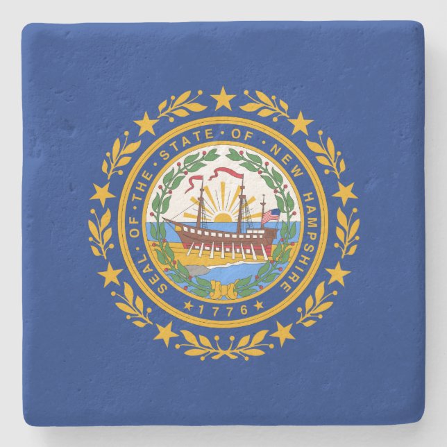 State Flag of New Hampshire Stone Coaster (Front)