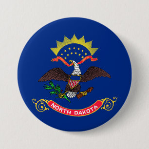 State Flag of North Dakota 7.5 Cm Round Badge