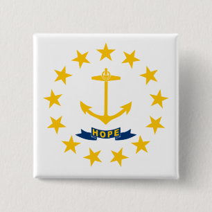 State Flag of Rhode Island 15 Cm Square Badge