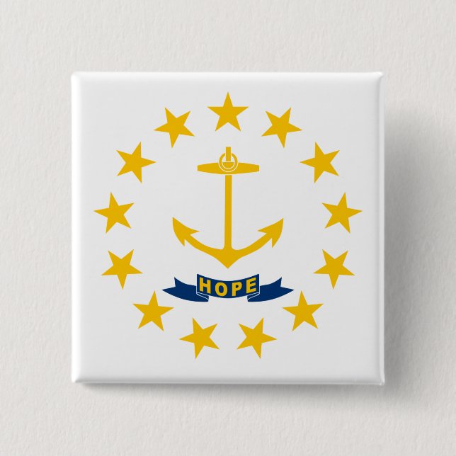 State Flag of Rhode Island 15 Cm Square Badge (Front)