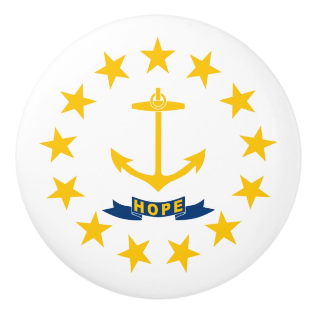 State Flag of Rhode Island Ceramic Knob (Front)