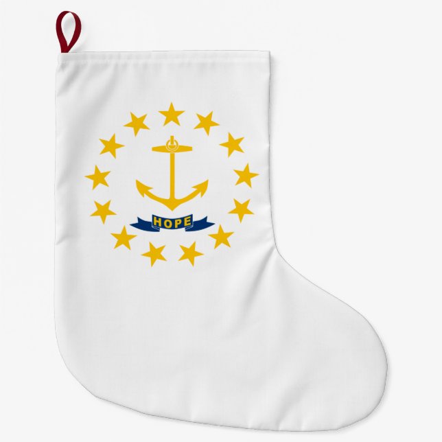 State Flag of Rhode Island Large Christmas Stocking (Front)