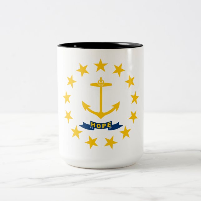 State Flag of Rhode Island Two-Tone Coffee Mug (Center)