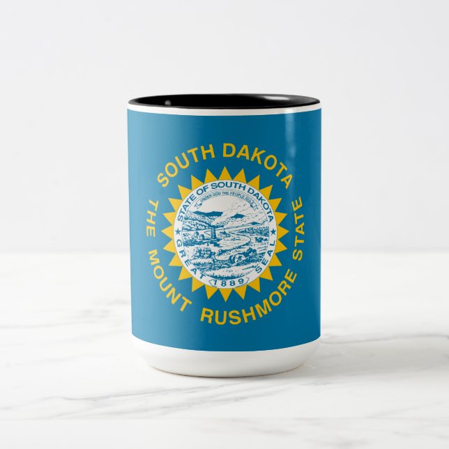 State Flag of South Dakota Two-Tone Coffee Mug (Center)