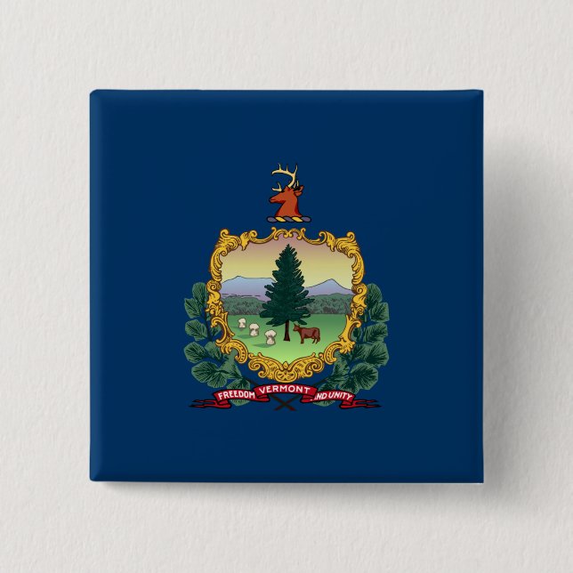 State Flag of Vermont 15 Cm Square Badge (Front)