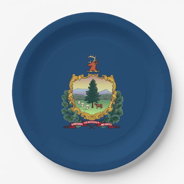 State Flag of Vermont Paper Plate (Front)