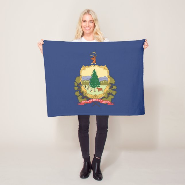 State Flag of Vermont, USA Fleece Blanket (In Situ)