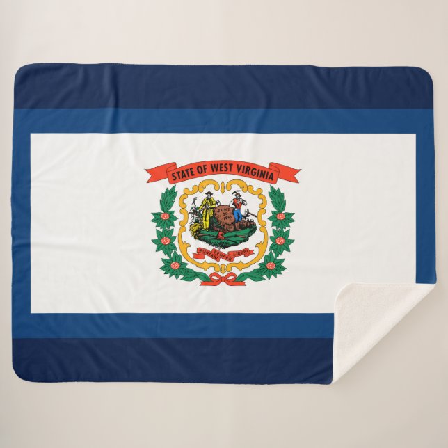 State Flag of West Virginia Sherpa Blanket (Front (Horizontal))