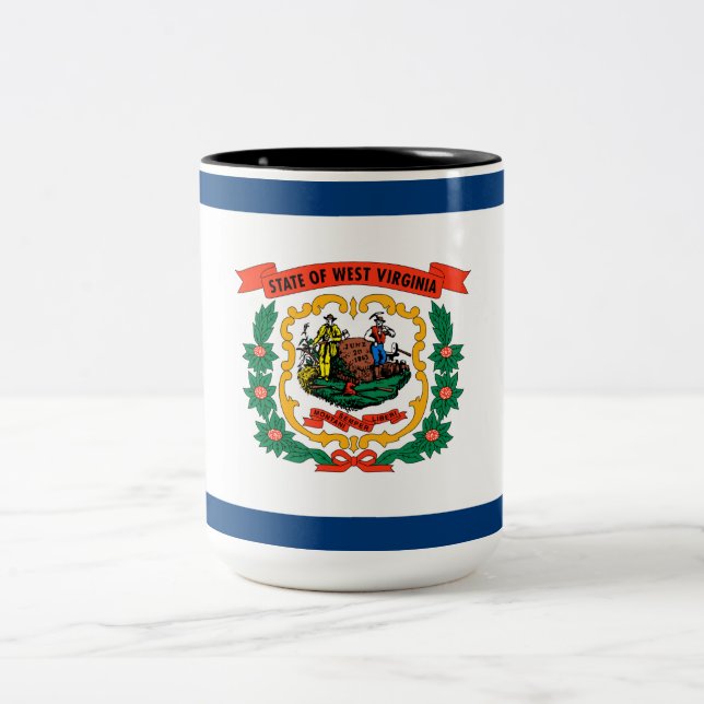 State Flag of West Virginia Two-Tone Coffee Mug (Center)