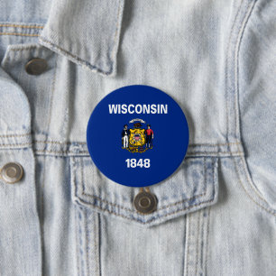 State Flag of Wisconsin 7.5 Cm Round Badge