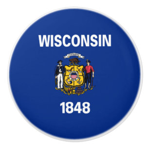 State Flag of Wisconsin Ceramic Knob